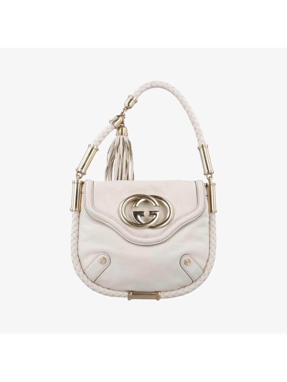 Gucci Dearlux Brit Hobo White Leather